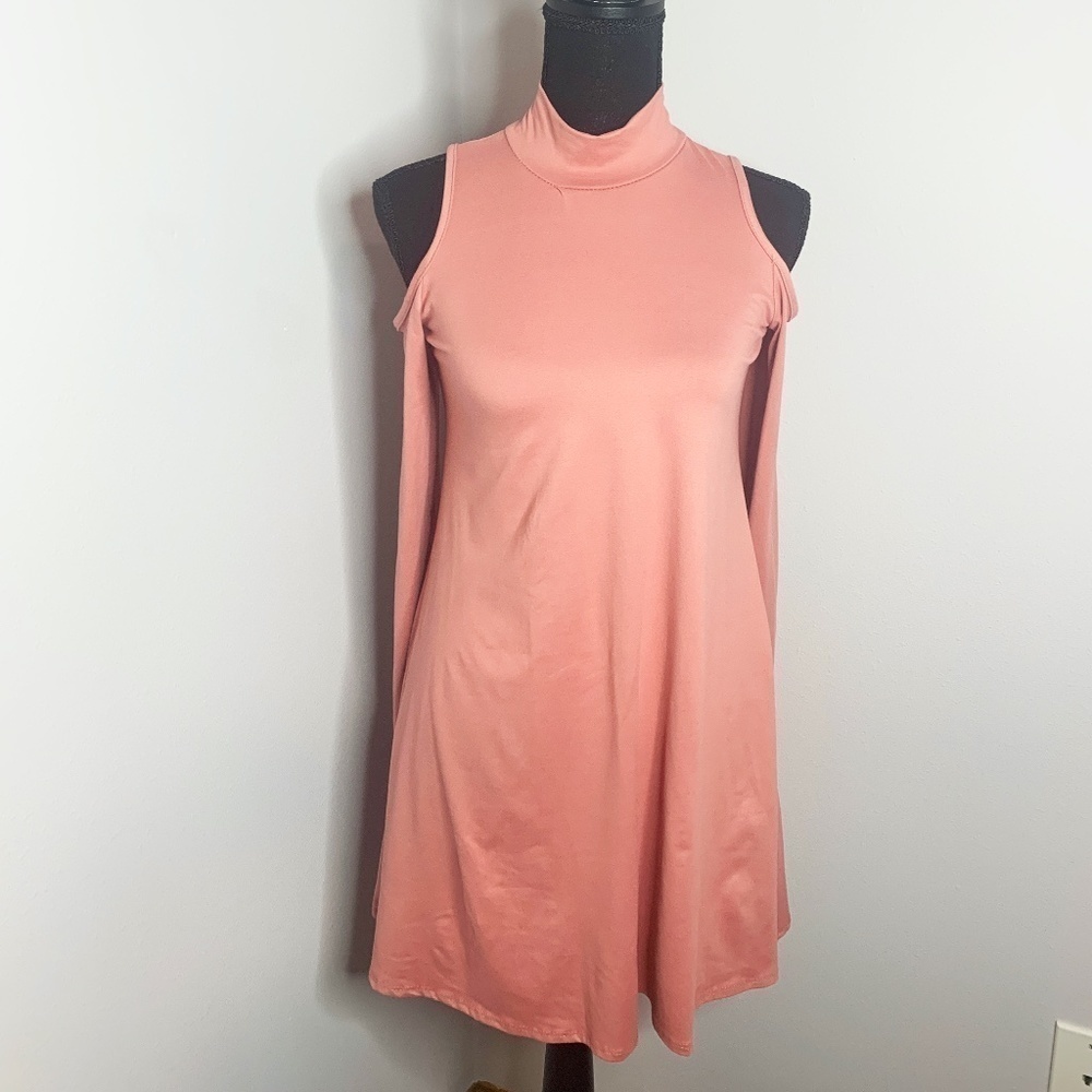NWT - Planet Gold Dusty Rose Cold Shoulder Dress